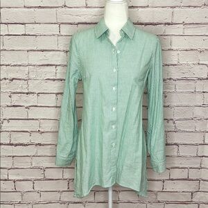 Zac & Rachel Green & White Striped Button Down Shirt Small Like New